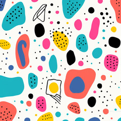 Wall Mural - Fun colorful line doodle seamless pattern Creative