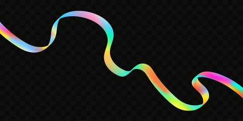 Poster - Abstract  holographic wave.Flow iridescent fluid.Dynamic spectrum ribbon.