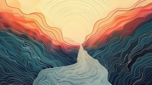Abstract line art compositions representing the concept of journey and exploration.