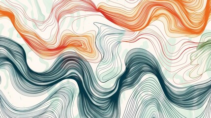 Fototapete - Abstract line art patterns inspired by nature, perfect for background images on a travel blog.