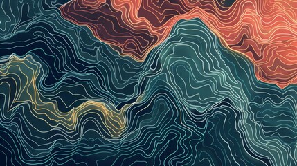 Fototapete - Abstract line art patterns inspired by nature, perfect for background images on a travel blog.