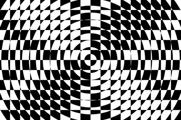 Wall Mural - Vector abstract checkered background. Simple illustration with optical illusion, op art.