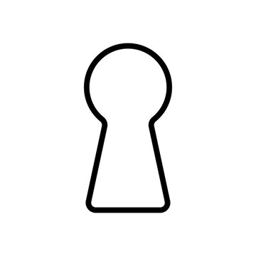 Vector flat outline lock key hole isolated on white background