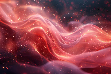 Wall Mural - Red and pink wave of light with a lot of sparkles