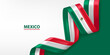 Mexico 3D ribbon flag. Bent waving 3D flag in colors of the Mexico national flag. National flag background design.
