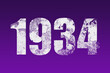 flat white grunge number of 1934 on purple background.	