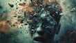 © Bijac - surreal digital illustration depicting persons head exploding into fragments symbolizing psychological turmoil and mental breakdown