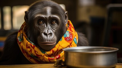 Sticker - Thoughtful primate with colorful scarf