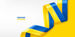 Ukraine 3D ribbon flag. Bent waving 3D flag in colors of the Ukraine national flag. National flag background design.