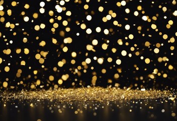 Wall Mural - black background. confetti sparkles golden abstract background defocused shiny glowing celebration n