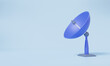 Satellite dishes military radar antenna astronomical telescope satellite signal receiver concept. copy space, banner, on isolated sky blue background. 3d render illustration elements