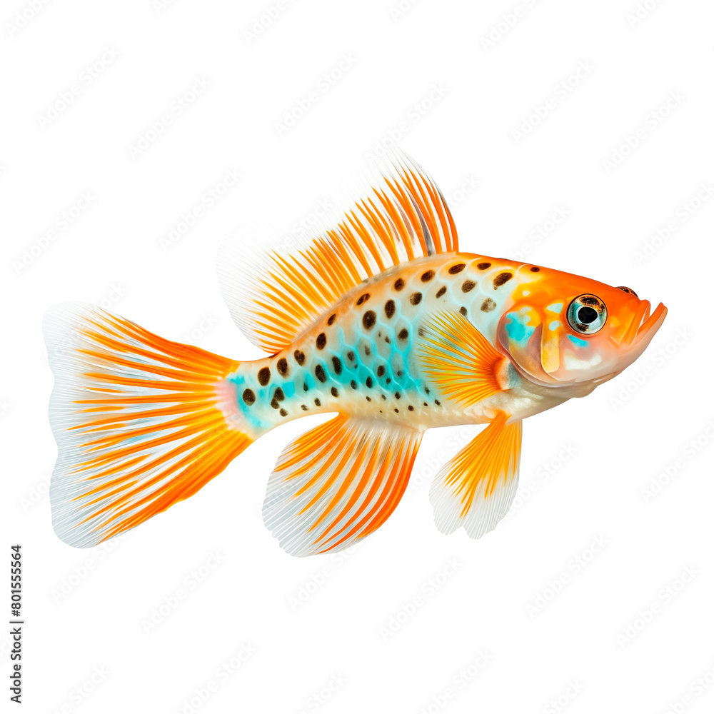 Balloon Molly fish isolated on white or transparent background. Close
