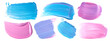 set of pink and blue paint traces, set of pink and blue paint patterns