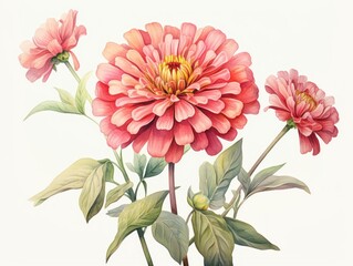 Wall Mural - Zinnia watercolor style isolated on white background