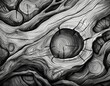 Black Wood Texture Pencil Drawing - Natural Grain and Knots