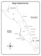 Map of Baja California Sur in black and white to be educational