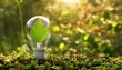 light bulb with leaves inside green energy investment eco concept generative ai