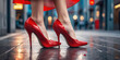 legs in  red shoes 