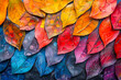 Vibrant mosaic of hand-painted ceramic leaves