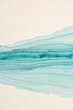 Ink watercolor hand drawn smoke flow line wave blot mountain landscape on wet grain paper texture background. Beige, blue colors.