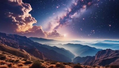 Wall Mural - space background with nebula and shining stars giant interstellar cloud infinite universe