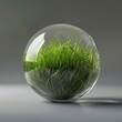 3d render of grass in a glass ball. Generative AI