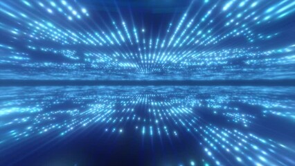 Poster - Abstract blue glowing energy hi-tech lines and digital particles tunnel with bokeh effect background. Video in high quality 4k, motion design