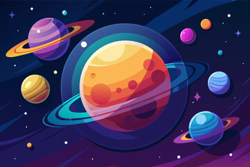Poster - A modern vector illustration of a distant star system