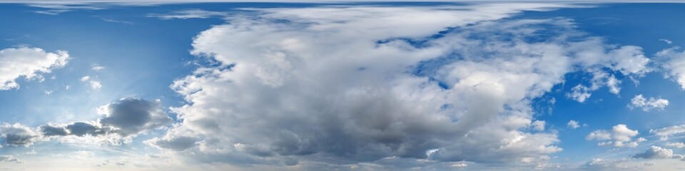 Wall Mural - blue skydome with haze in 360 hdri panorama in equirectangular format with zenith and clouds and sun