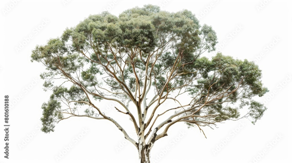Drooping Tree Trunk A large eucalyptus tree with a thick trunk and long, drooping branches ...