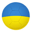 Soccer ball with ukraine team flag isolated on white