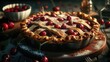 A captivating image of a cherry pie, its flaky crust and gooey filling evoking the comforting flavors of National Cherry Day.