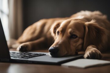 'dog computer laptop touchpad touch screen monitor notebook personal tablet bookkeeper animal background banner boss business businessman career communication appliance digital display doggy'