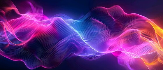 Poster - Abstract neon color texture background with smooth wavy lines, elegant and modern design for a presentation or banner, high resolution. 