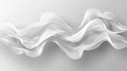 Sticker - A white wave with gold dots on a gray background, AI