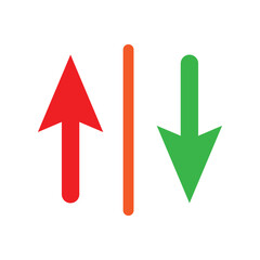 Wall Mural - Realistic up and down arrow icon. red Up and green Down Arrow Icons with Rounded Edges. Vector illustration. Eps file 58.