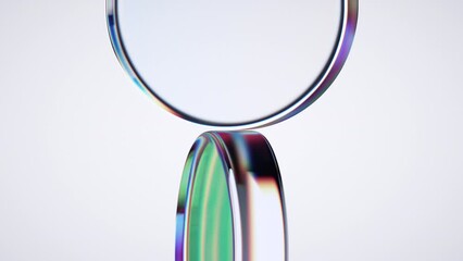 Poster - Abstract animation, 3d render of rotating rounded glass shapes, 4k seamless looped video