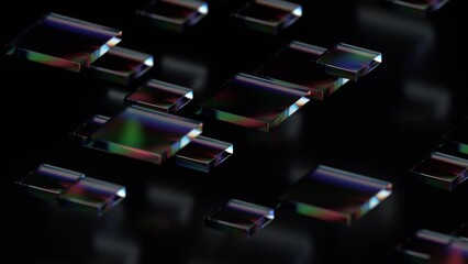 Poster - Abstract animation, dark geometric background, 4k seamless looped video, 3d render