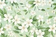 Floral pattern with small white flowers on green background