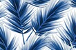 Abstract pattern with blue tropical palm leaves