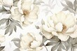 Floral pattern with white peonies. Blooming flowers on a light background. Watercolor style
