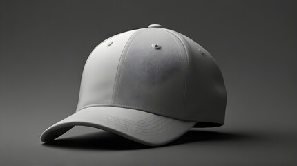 Wall Mural - Classic White Baseball Cap Mockup: Front View on Grey Background,Clothing Store Advertisement, Fashion Mockup Design, Online Product Showcase