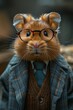 hamster wearing glasses suit tie animal portrait journalistic elaborate posh