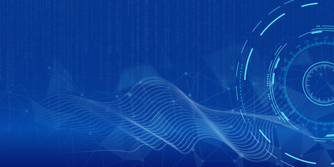 Aufkleber - big data, global network, artificial intelligence. technological background with binary code, wave g