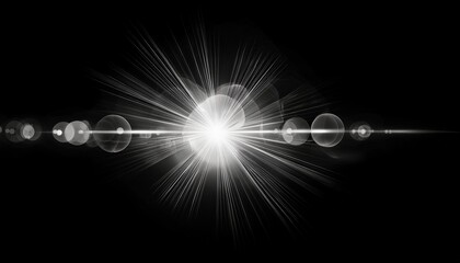 Wall Mural - gray light flare isolated black background