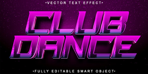 Poster - Purple Shiny Club Dance Vector Fully Editable Smart Object Text Effect