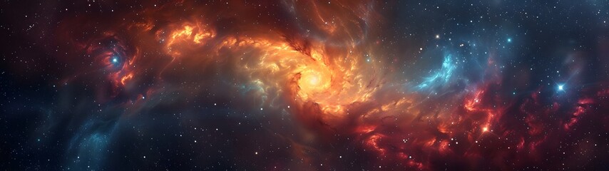 Wall Mural - stunning capture of a vibrant galaxy with swirling colors in space, wide banner