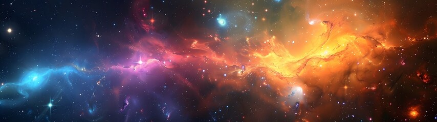 Wall Mural - stunning capture of a vibrant galaxy with swirling colors in space, wide banner