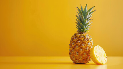 Wall Mural - fresh pineapple fruit in copy space background
