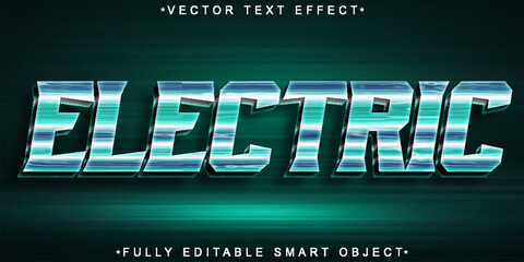 Poster - Blue Electric Shock Vector Fully Editable Smart Object Text Effect
